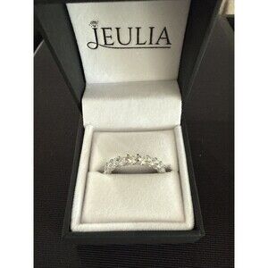 Jeulia Round Cut Eternity Sterling Silver Women's Band